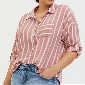 Dusty Pink & White Button Up. [Torrid Size 0 ]